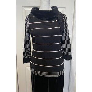 Vtg goodclothes Womens Striped Bateau Turtleneck Sweater Size S‎ Parisian Preppy